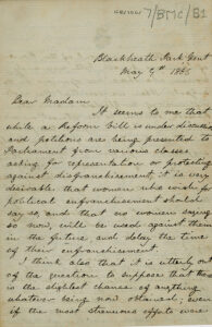 Scanned image of letters from Helen Taylor to Barbara Bodichon
