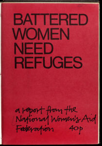 Red Pamphlet from 1977 titled Battered Women Need Refuges
