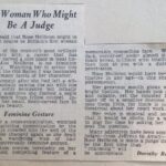 Photo of news clipping about Rose Heilbron mannerisms as a lawyer